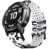 NotoCity for Fenix 5X Fenix 7X Sport Silicone Watch Band 26mm Replacement Strap for Fenix 6X/ 6X Pro/ 5X Plus/Tactix 7 Pro/Enduro 2/ Fenix 3/ Descent Mk2 (Camo white)