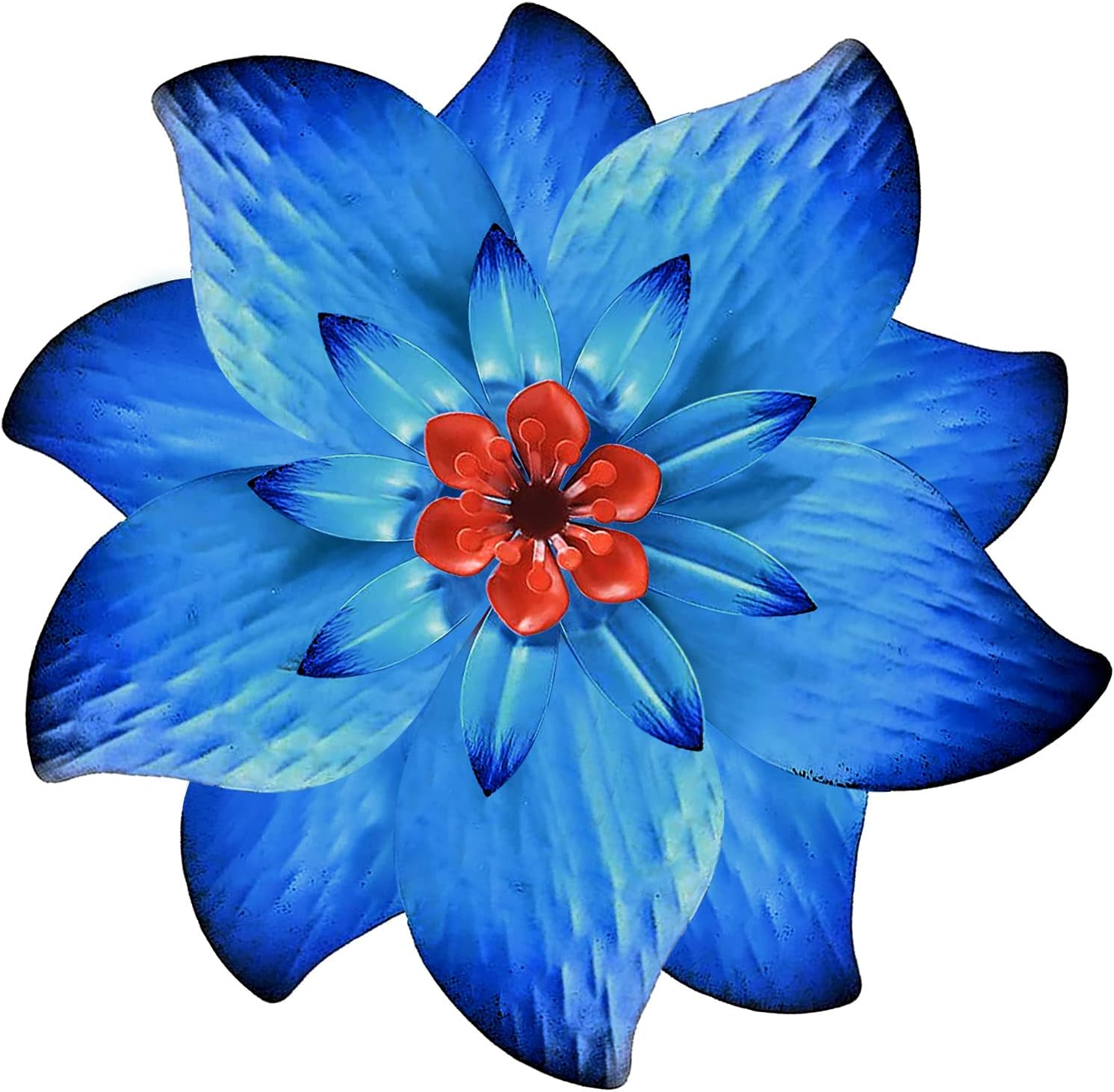 Plaques & Wall Art - WENYLE Metal Flower Wall Decor Wall Sculpture Indoor Outdoor Hanging Decoration for Home Garden Yard Lawn Fence Living Room Bedroom 13 Inches Dark Blue