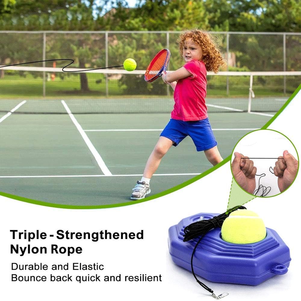 SIEBIRD Tennis Trainer Rebound Ball - Single Player Tennis Trainer Equipment with Elastic Ropes & 2 Training Balls - Portable Solo Exercise Baseboard for Beginners/Kids/Adults' Self-Study Practice : Sports & Outdoors