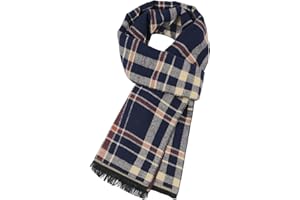 Zando Mens Winter Scarf Long Soft Plaid Tassel Scarf for Men Shawl Neck Wrap Classic Scarves
