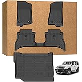 Floor Mats & Cargo Liner for Jeep Wrangler 4xe 4-Door 2021–2026 (Fits with Right Subwoofer Only), Not for 2-Door, JL, JK, or Models Without Subwoofer, TPE Custom Fit All-Weather Waterproof Non-Slip