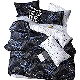 JQWUPUP Kids Duvet Cover Set Twin, 3Pcs Bedding Set (1 Duvet Cover and 2 Pillow Shams) for Toddler Teens Girls Boys (Twin, Starry Night)