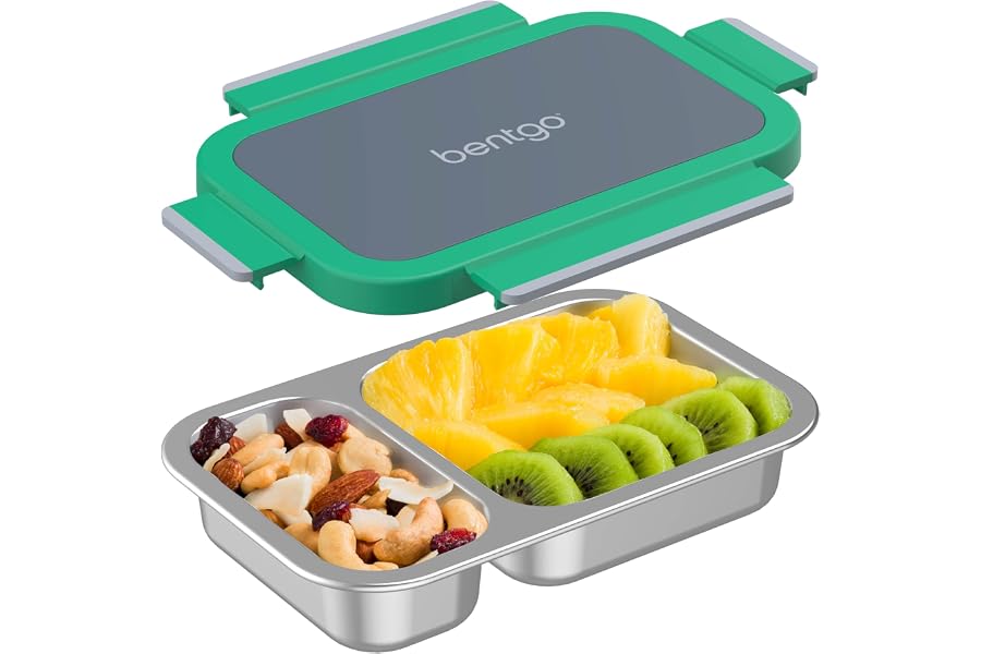Bentgo Stainless Steel Snack Box, Leak-Proof, 2 Compartments, 2-Cup Capacity