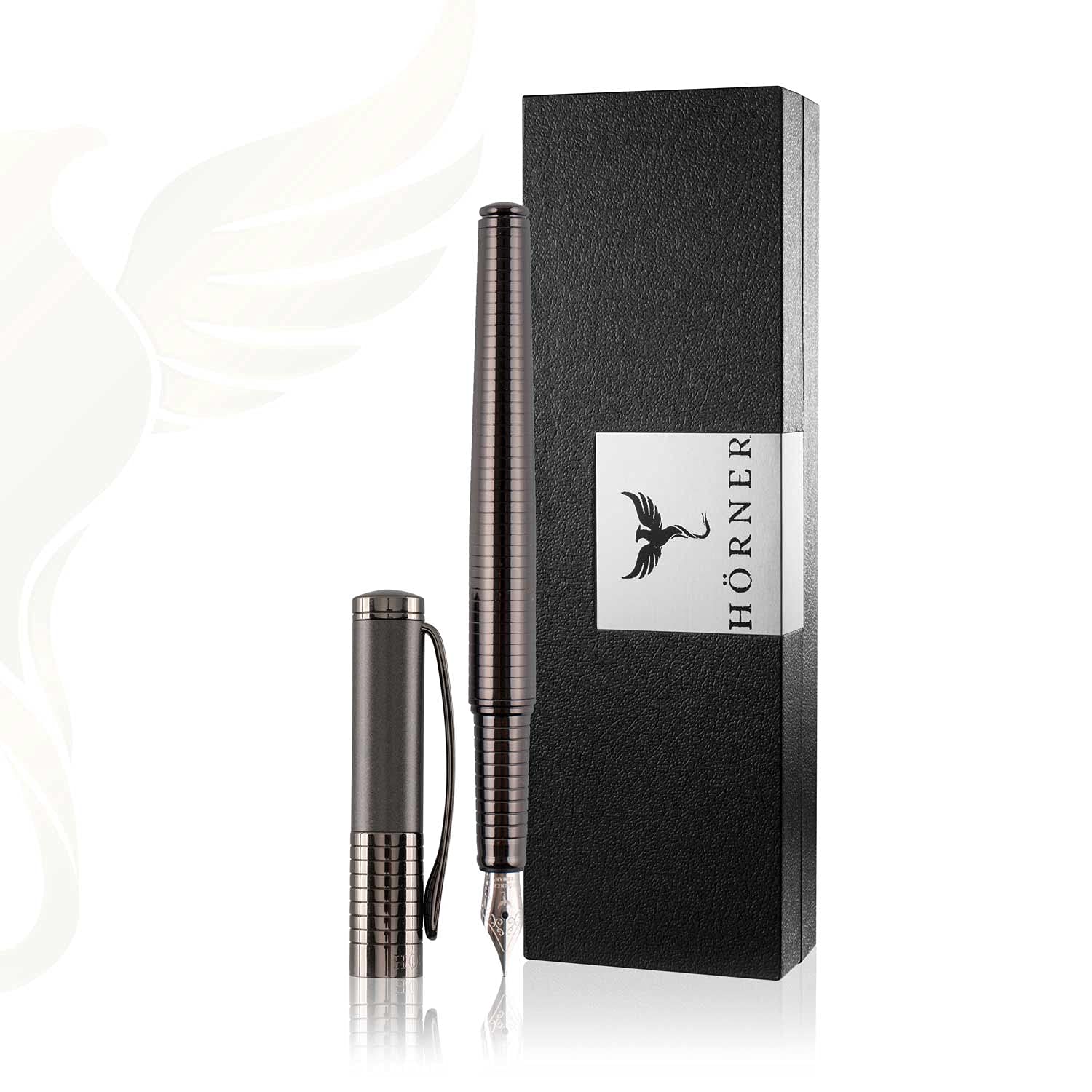 Hörner Fortress - High-Quality Metal Fountain Pen I Premium Gift Box I Ink in Black I Luxury Design I Elegant Nib Made in Germany I Attractive Pen for Men and Women