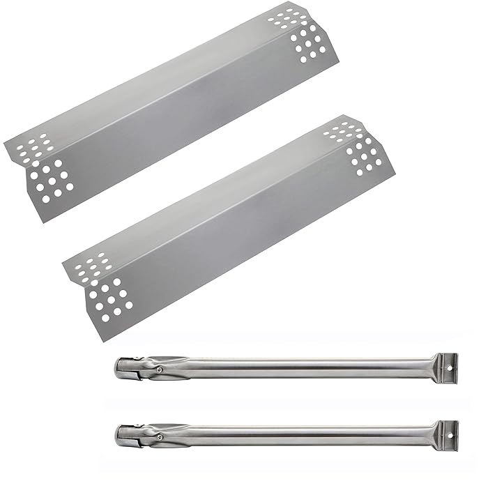 Hisencn Repair kit Stainless Steel Grill Burners Tube, Heat Plate Shield Deflector Replacement for Kitchen Aid 2 Burner 720-0819 Gas Grill Model