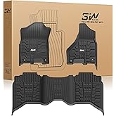 3W Floor Mats for 2019-2025 2026 Ram 2500/3500 Crew Cab with Bucket Seat (Not for PTO KIT Models), All Weather TPE Custom Fit Dodge Ram 2500/3500 Floor Liners 1st & 2nd Row (for Carpet Floor), Black