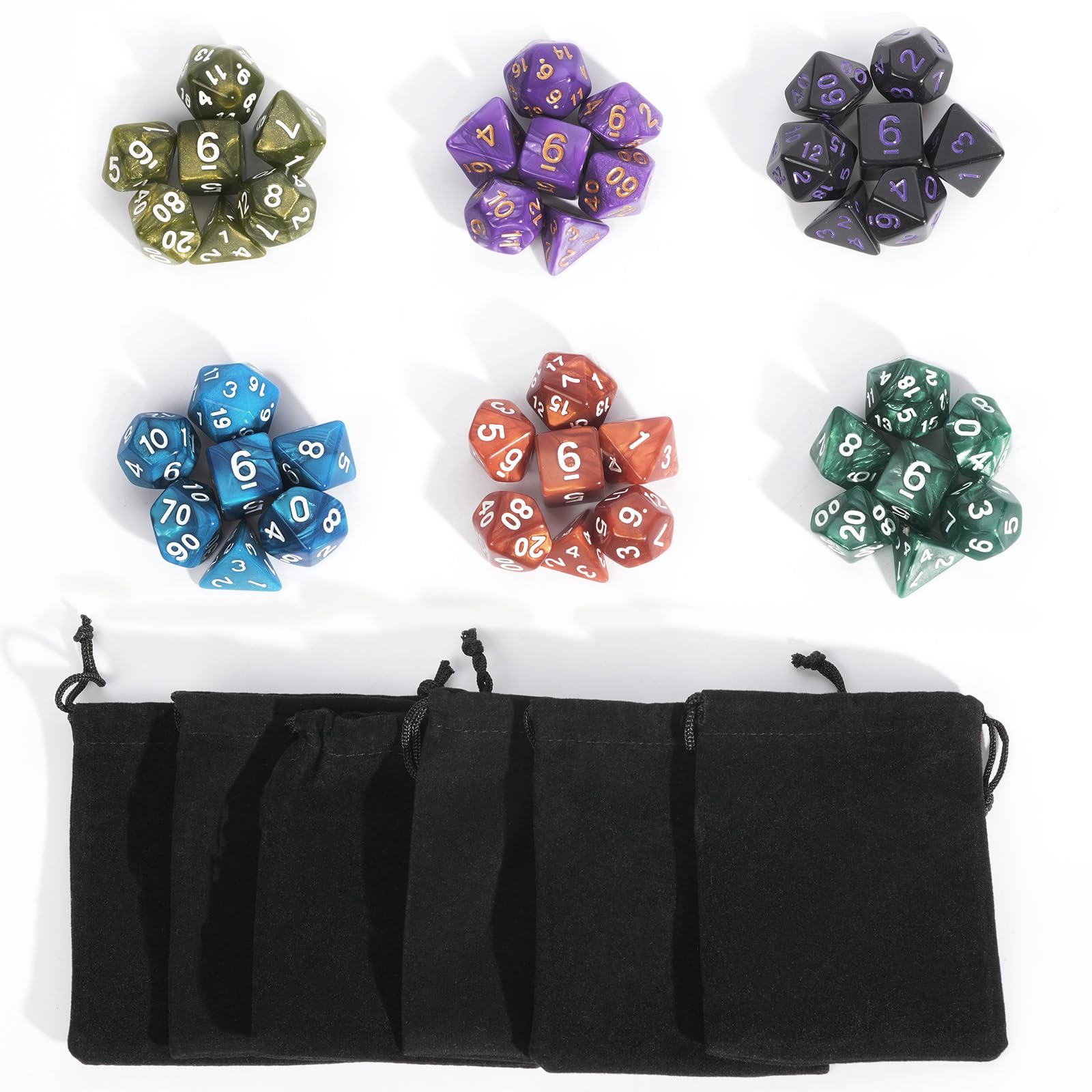 HKDZ DND Dice 7Pcs Set Polyhedral D&d for Role Playing Game Dungeons and Dragons MTG Pathfinder Dnd Dice Set Colorful — image 1