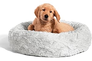 Best Friends by Sheri The Original Calming Donut Cat and Dog Bed in Lux Fur Gray, Small 23"
