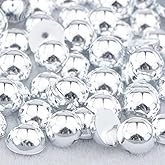500PCS 10mm Flatback Pearls for Crafting Siliver, Imitation Half Round Pearl Beads Bulk for Crafts Project, Half Flat Back Pearls for DIY Making Crocs Tumblers Shoes Cups Wedding
