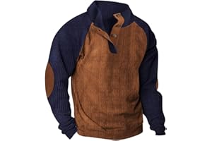 Muscularfit Sweatshirts for Men no Hood Corduroy Lapel Collar Buttons Shirts Vintage Fashion Long Sleeve Lightweight Pullover