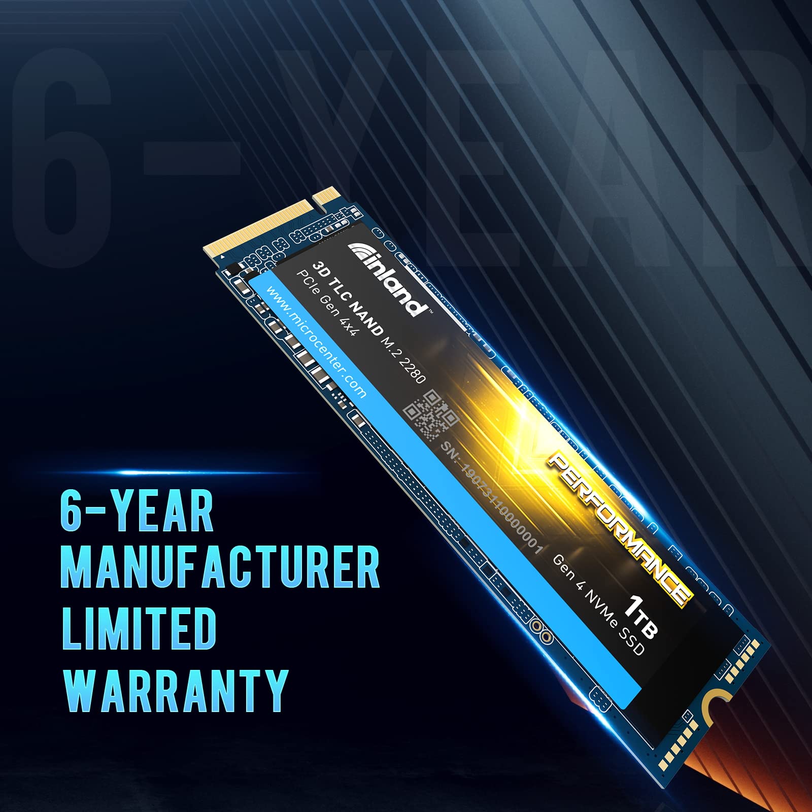 INLAND Performance SSD 1TB PCIe 4.0 M.2 Internal Solid-State Drive NVMe Gen4 x 4 with DRAM Up to 5,000 MB/s, 1,800 TBW 3D TLC NAND