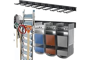 TORACK Tool Storage Rack, Heavy Duty Steel Garage Wall Mount Garden Tool Organizer for Ladders, Chairs, Shovels, Broom, Power tools (8-Pack 5.7"-11" Mixed Hooks, up to 800 lbs)