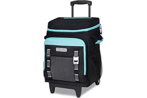 INSMEER Cooler with Wheels and Handle, 80 Cans/50L, Portable Rolling Coolers, 2-in-1 Collapsible Trolley Cart