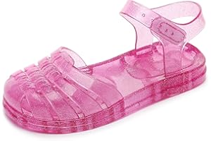 ursloole Toddler Girls Jelly Shoes Soft Unisex-Child Boys Jellies Sandals Rubber Sole Closed Toe Beach Summer Mary Jane Kids Princess Dress Flat