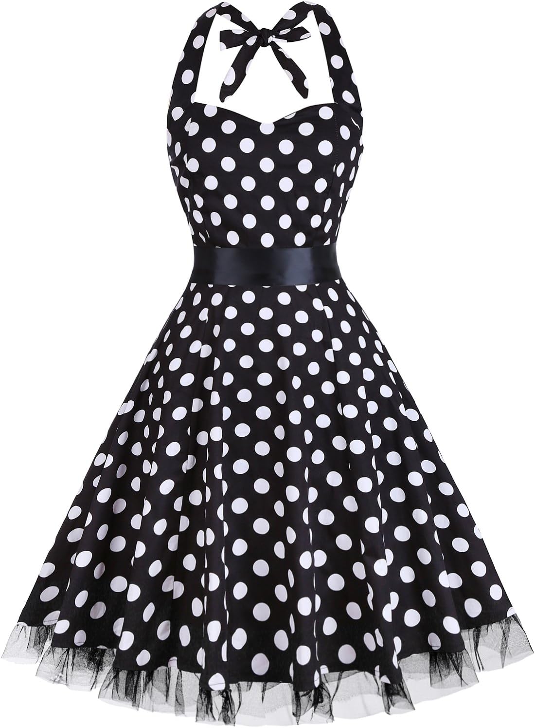oten Vintage Dresses, Women Floral Print 1950’s Rockabilly Halter Swing Dress