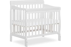 Dream On Me Aden 4-in-1 Convertible Mini Baby Crib in White, GreenGuard Gold & JPMA, Sustainable Pinewood, Non-Toxic Finish, 3 Mattress Heights, Converts to Mini Day & Twin-Size Bed