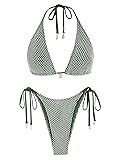 ZAFUL Women's Triangle Bikini Multiway Fishnet Tie