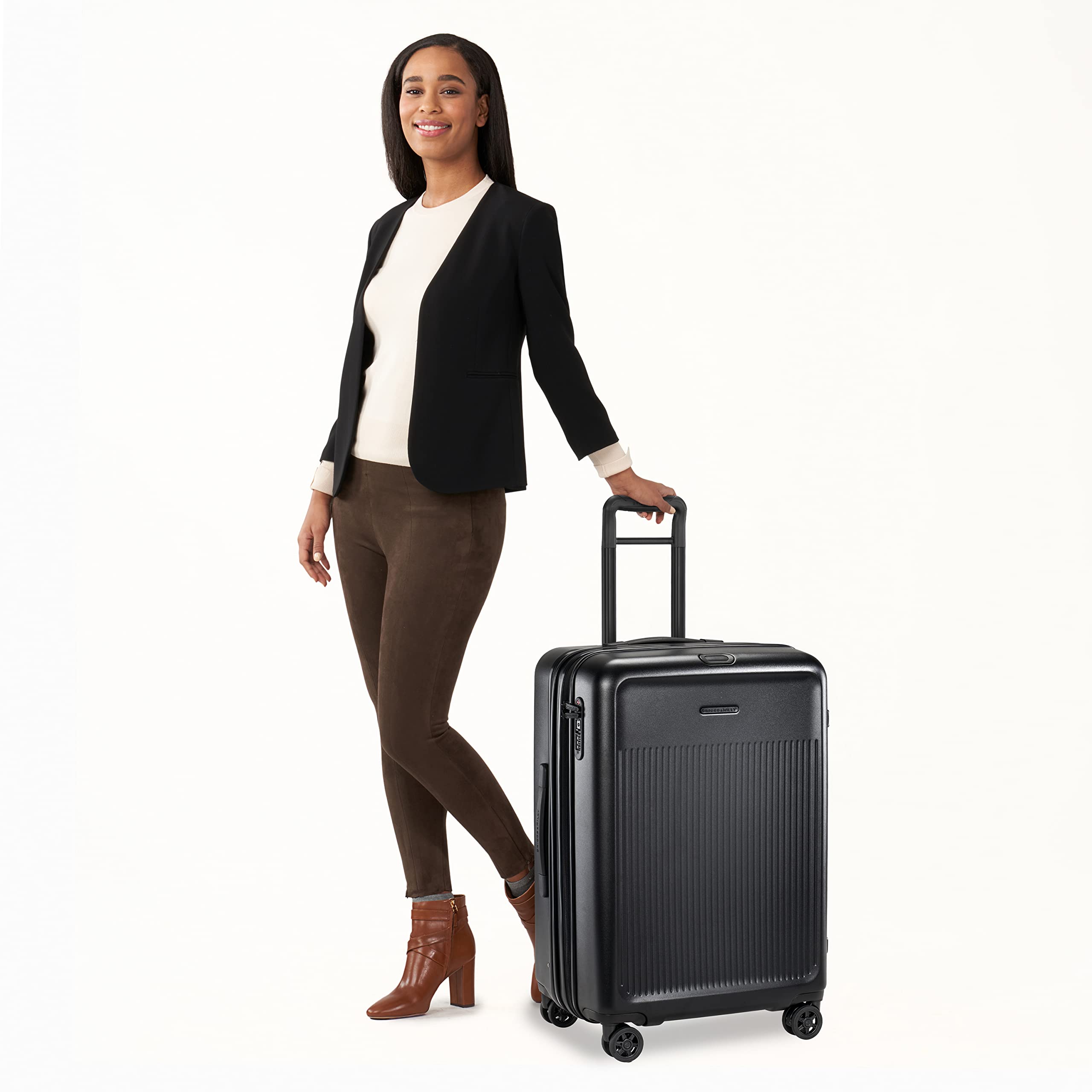 Briggs & Riley Sympatico Hardside Large Spinner Luggage, Matte Black, 27-Inch Checked