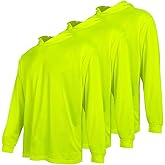 SUXIBIP Hi Vis Safety Hoodie, High Visibility Shirts for Men, Long Sleeve, Construction Work Shirts with Sun Protective Hood