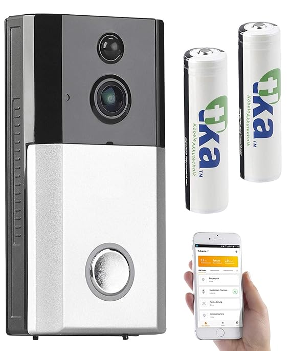 Somikon Video-Türklingel Funk: WLAN-HD-Video-Türklingel mit App, Gegensprechen, IP54, inkl. 2 Akkus (Türklingeln Kamera)