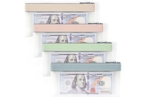 4 Pieces Money Pouch, Cash Envelopes for Budgeting, 7.2 x 3.9 inch Clear Money Bag with Zipper, Bank Deposit Bags, Coin Bag f