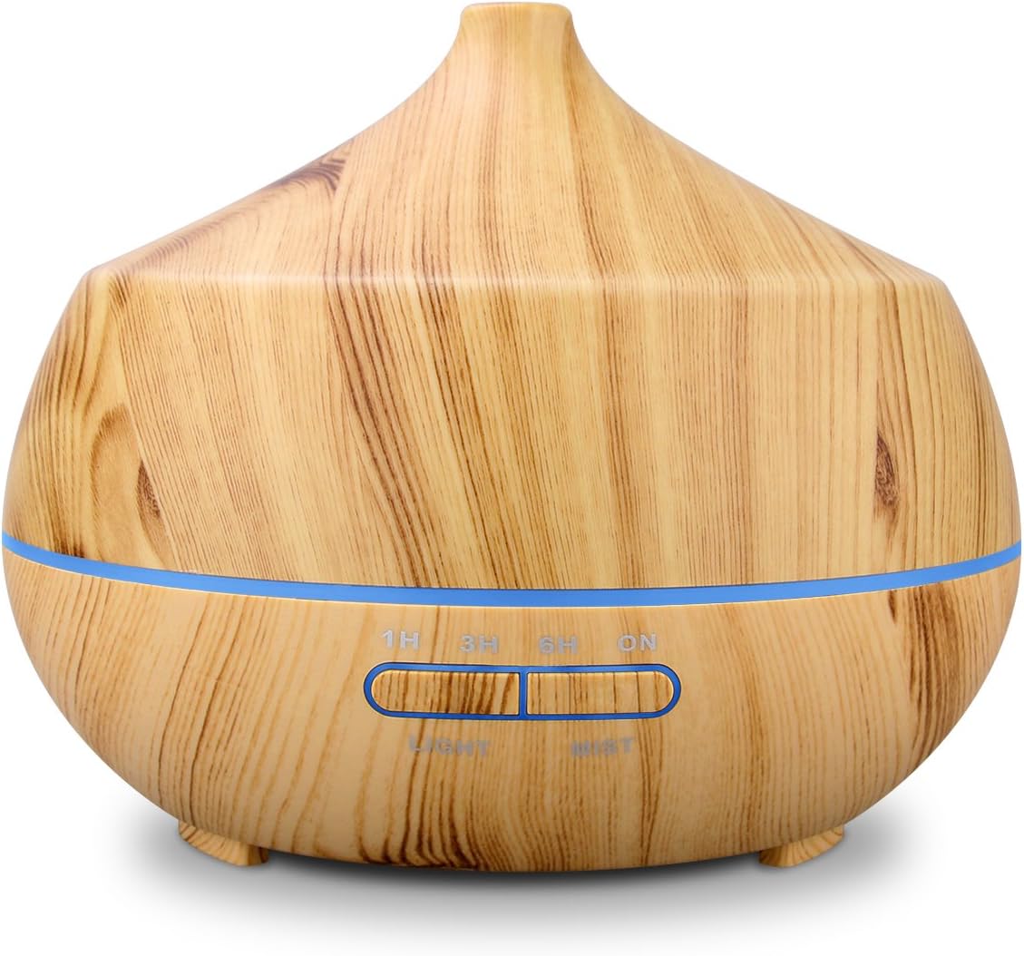 TONERONE 400ml Ultrasonic Aroma Essential Oil Diffuser Cool Mist Air Humidifier 4 Timers Setting 7 Color LED Light Changing & Auto Shut-off Function for Home Office Living Room Bedroom Spa Yellow