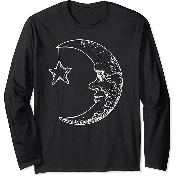 Amazon.com: Crescent Moon With Face On It Long Sleeve T-Shirt