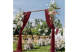 DeZerlor Burgundy Wedding Arch Draping Fabric 29" x 20 FT Red Drapes for Backdrop Sheer Curtains Wedding Drapes for Romantic Bridal Baby Shower Decor Ceremony Birthday Party Fall Outdoor Events