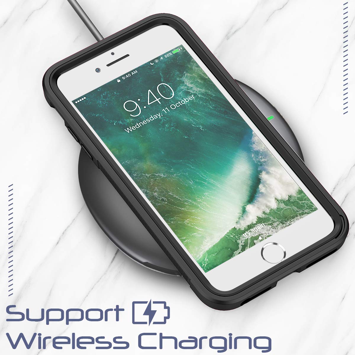 SEYMAC iPhone 8 Plus Case, Clear Shock Absorption Dual Layer Hybrid Protection Anti Scratch Easy Grip Case [Support Wireless Charging] for 5.5\