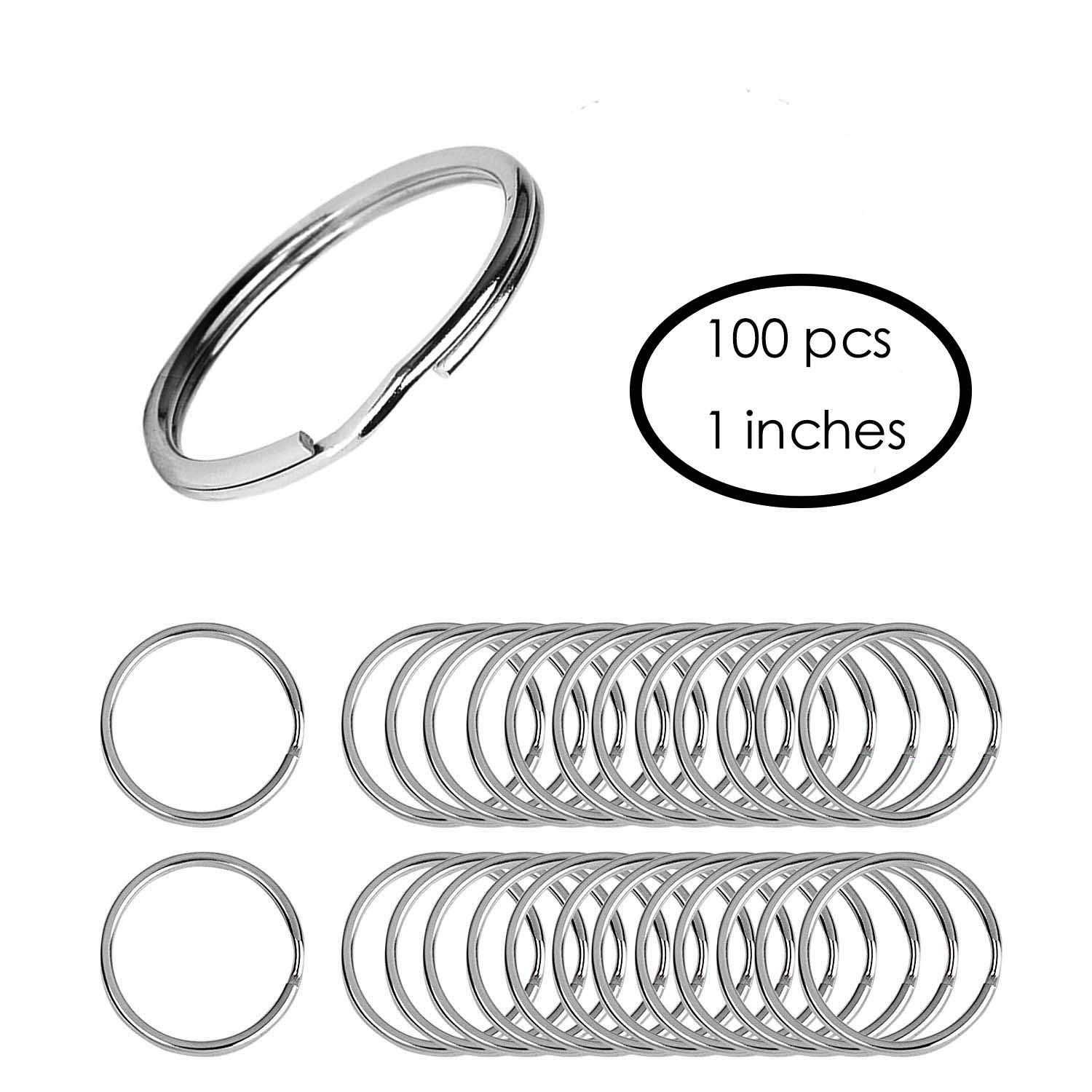 Flat Key Rings 100 Pieces 1 Inches Flat Key Rings Metal Keychain Rings
