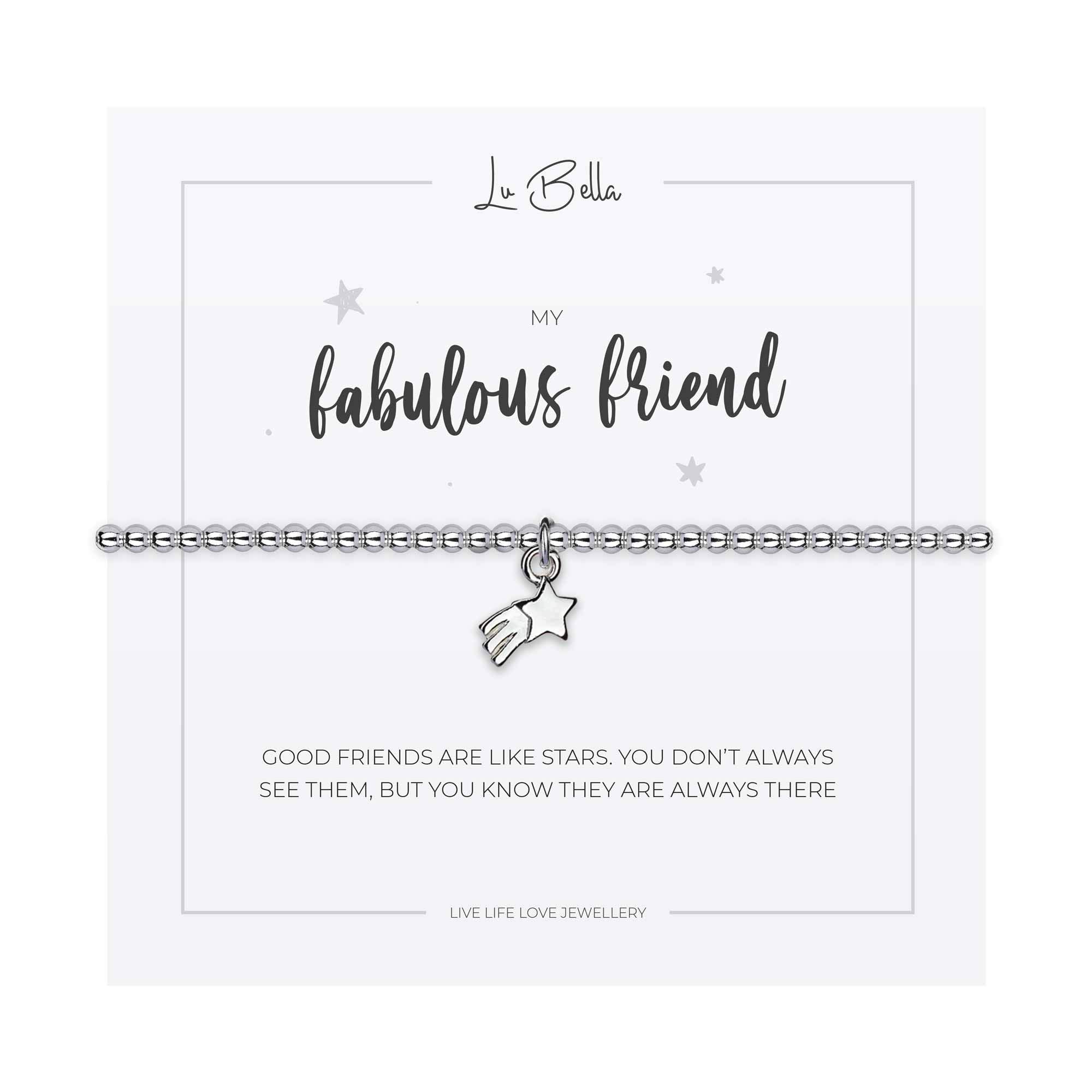 Lu Bella Shooting Star Friendship Charm Bracelet - Womens Stackable Jewellery - Thoughtful Best Friend Bracelet - Adjustable Stretchy Silver String Present Jewellery with Charm and Gift Bag