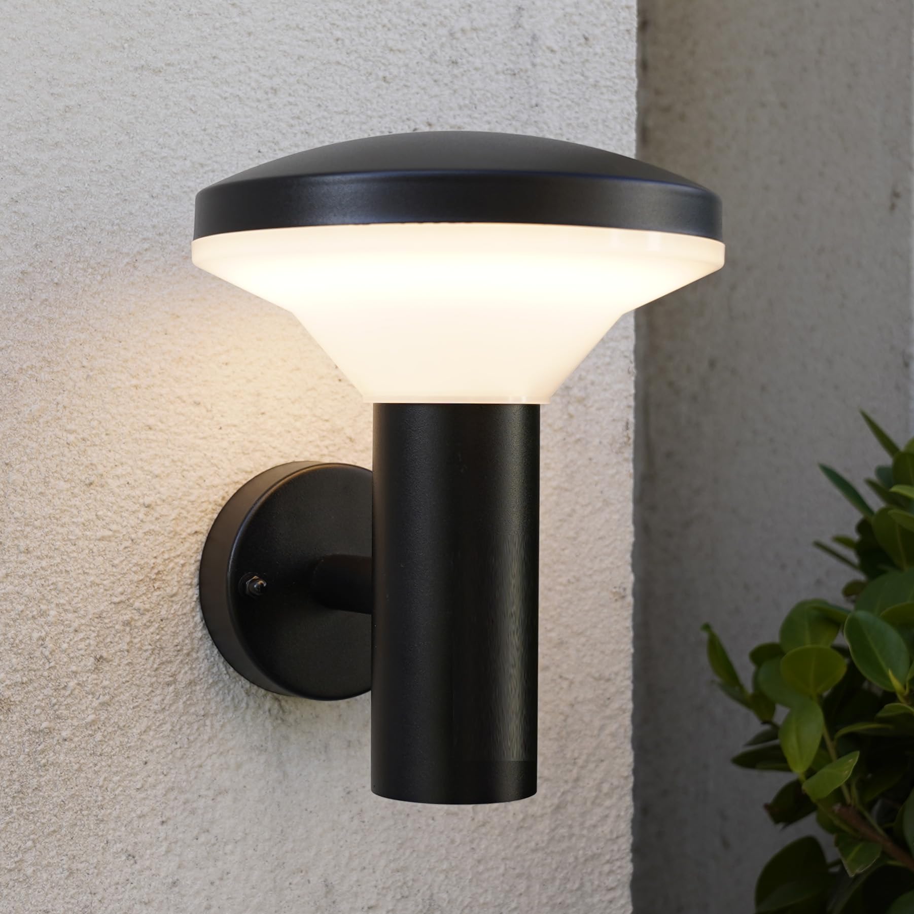 NBHANYUAN Lighting® Outside Lights Mains Powered LED Outdoor Wall Light Fixture Black Paint Finish SUS304 Stainless Steel Exterior Light IP44 Weatherproof 3000K Warm White for Porch 1000LM