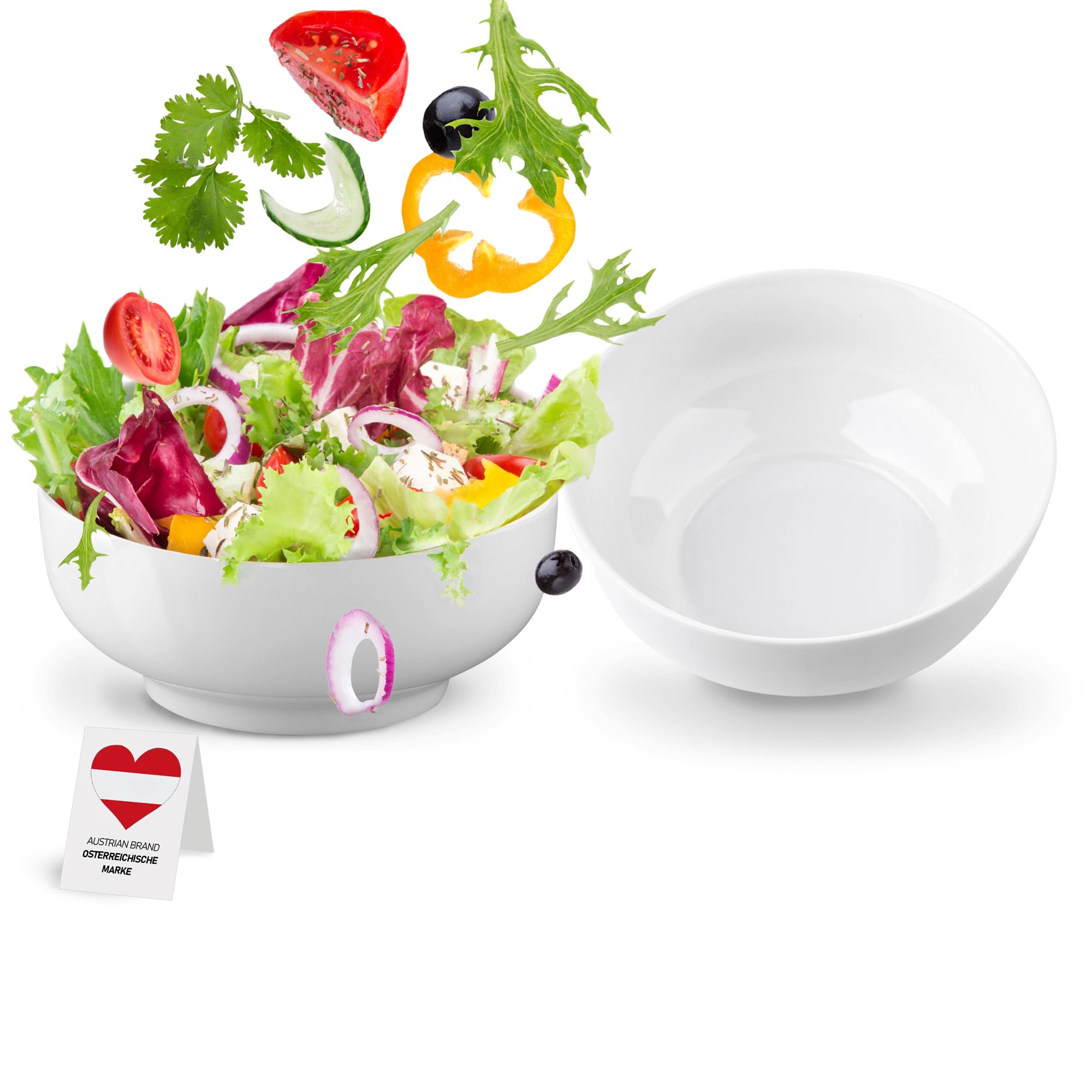 Urban Lifestyle Large Bowl Set of 2 Ceramic Bowls 1200ml Warm White Soup, Noodle Bowls Japanese Bowl Set Large Cereal Salad Pho Soup Bowl