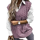 EVALESS Oversized Sweater Vest for Women V Neck Sleeveless Solid Color Loose Pullover Sweater