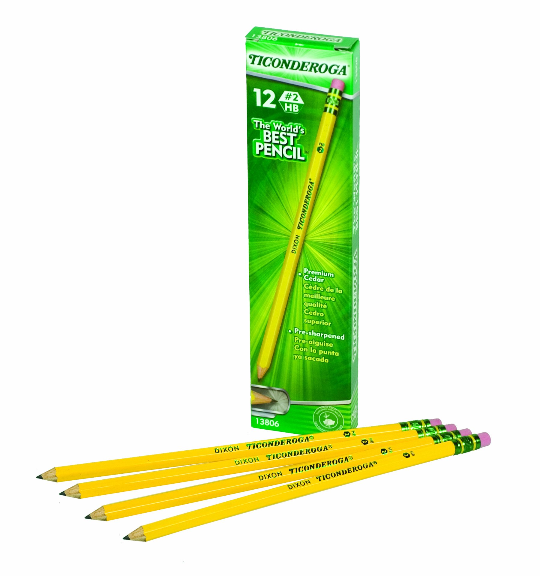 Papermate Handwriting Pencils #2 Dixon Ticonderoga Wood-Cased #2 HB Pencils,  Box Of 96, Yellow ( Pack Of 5) : Wood Lead Pencils Pencils Bulk, image size:1800x1920