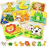 TOY Life Wooden Puzzles for Toddlers 2-4, Montessori Toys for 1 2 3 Year Old Boys Girls, Animals Puzzles Educational Learning Toys 2 Year Old, Birthday Gifts Toy for Girl Boy 6M+