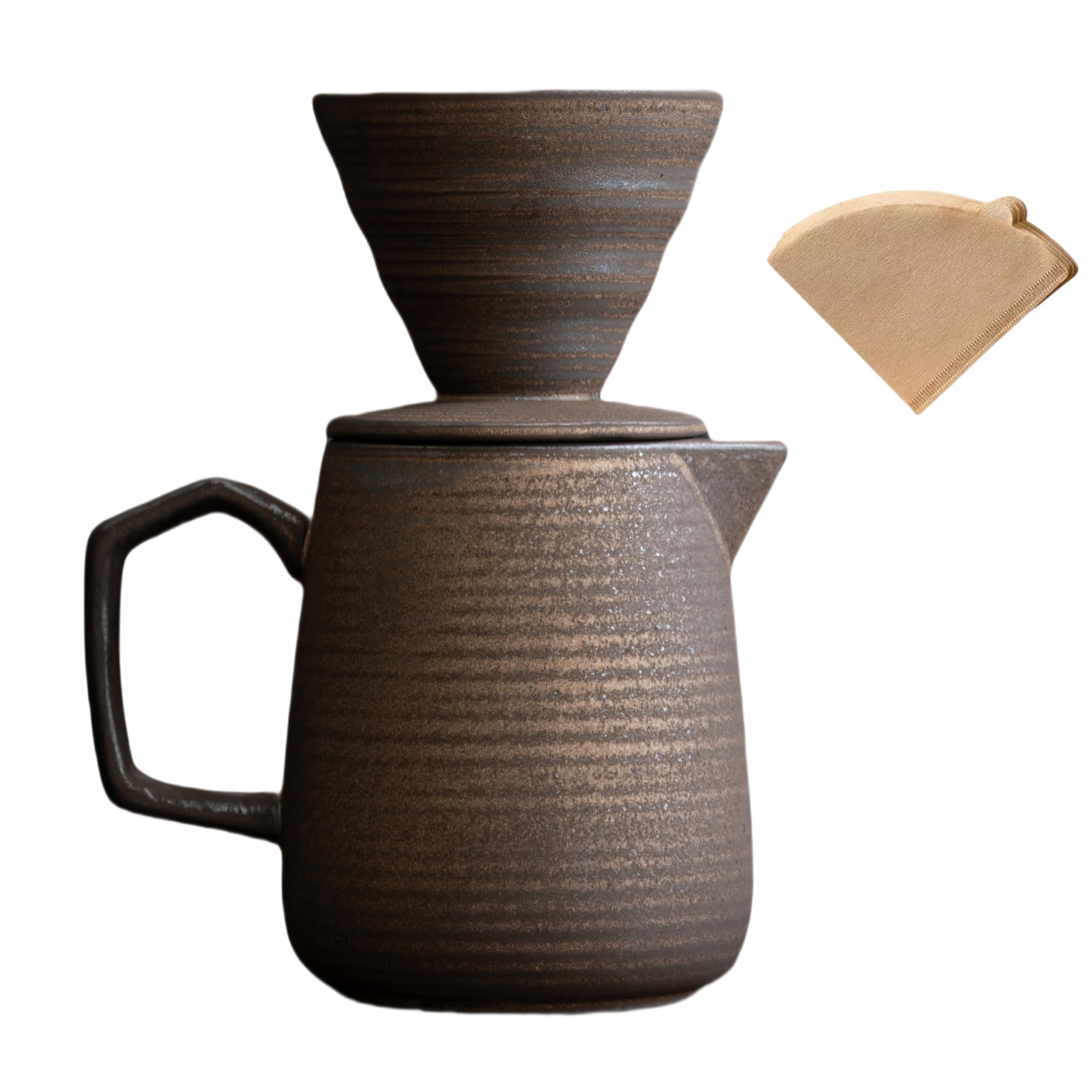 Photo 1 of HYAXGM Pour Over Coffee Maker,Ceramic Coffee Maker With 100 pcs V60 Paper Filter?16oz/480ml Pour Over Coffee Dripper (Retro gold)