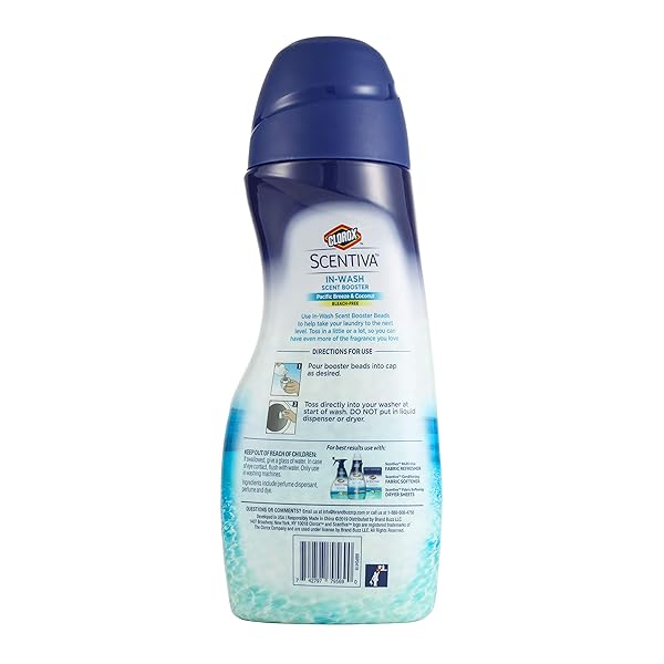 CLOROX SCENTIVA SCENT BOOSTER BEADS LAUNDRY FRESHENER, PACIFIC BREEZE & COCONUT – IN-WASH FRAGRANCE BOOSTER FOR CLOTHES, ODOR ELIMINATOR, LONG-LASTING FRESH SCENT BEADS – 9.7 OUNCE