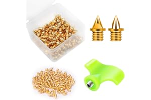Nuolifee 100 Pcs Track Spikes, 1/8 inch & 3/16 inch & 1/4 inch Steel Track Shoe Spikes Replacements wiht Spike Wrench for Spo