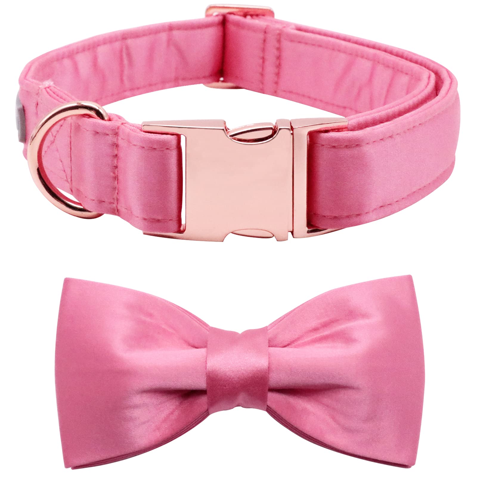 Lionet Paws Bowtie Dog Collar - Comfortable Silk Girl Dog Collar with Detachable Bow Tie for Large Dogs Wedding, Neck 40-60cm