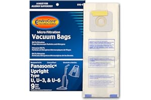 EnviroCare Replacement Micro Filtration Vacuum Cleaner Dust Bags Designed to fit Panasonic Types U, U-3, U-6, 9 bags