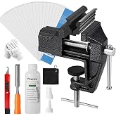 Fitense Golf Grip Regrip Kit Mini Table Vise with 20 Tapes &amp; 5oz Solvent | Complete golf regrip kit: 20 pre-cut tapes (2x10in), 5oz solvent, mini vise, hook blade &amp; chisel, beginner guide included.