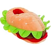 Funziez! Hamburger Slippers - Plush Cheeseburger Slippers Novelty House Shoe