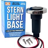 Boat Stern Light Base, Navigation and Anchor Light Base Socket, 2-Pin Plug | Stern Lights, Stainless Steel Trim, Vertical Slot Design for Boats