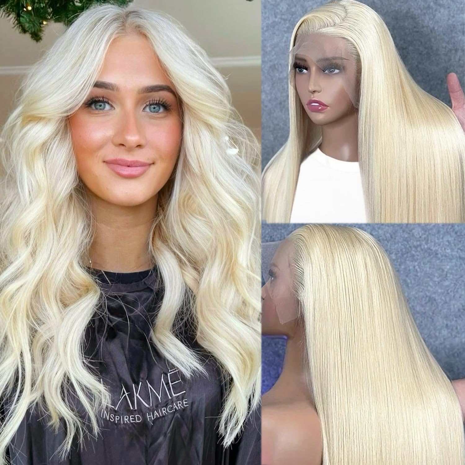 Photo 1 of *MINOR DAMAGE - USED*
Platinum Blonde Human Hair Lace Front Wig 30 Inch Straight White Blonde 13x6 Lace Frontal Pre Plucked Bleached Knots with Baby Hair 6 Inch Deep Parting Wear and Go Glueless Wigs for Women 180% Density