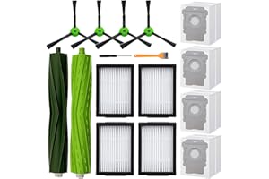 BVHONWE Replacement Parts Accessories Compatible for iRobot Roomba i3 i3+ i7 i7+ i5+j5+ i4 i6 i6+i8 i8+/Plus E5 E6 E7 J7 I E &J Series Vacuum Cleaner 1 Set of Roller Brush 4 Vacuum bags 4 Filters 4 Side Brush