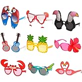 Ocean Line Luau Party Sunglasses - 9 Pairs Funny Hawaiian Glasses, Tropical Fancy Dress Props, Fun Summer Kids Party Favors, Beach Themed Party Supplies Decoration