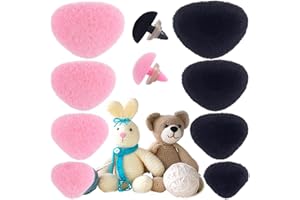 32pcs Safety Noses 11/15/17/18mm Plastic Noses with Washers, Flocking Teddy Bear for Crochet, Plush, and Craft Puppets (Pink 