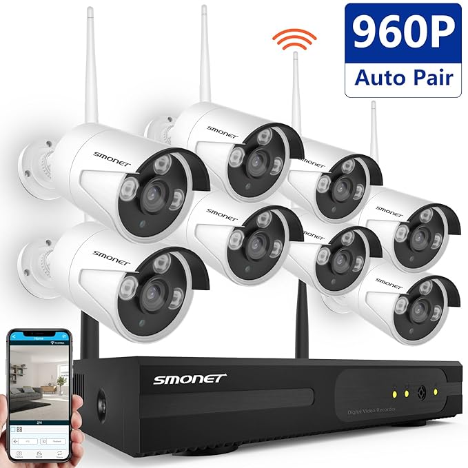 Wireless Security Camera System,SMONET 8CH 960P HD Wireless Home