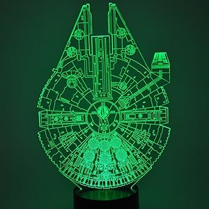 Optical Illusion 3D Glow LED Lighting Toys Nightlight with 7 Colors Changing Decor Lamp (Star Wars Millennium Falcon Model)